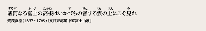 駿河なる富士の高根はいかづちの音する雲の上にこそ見れ